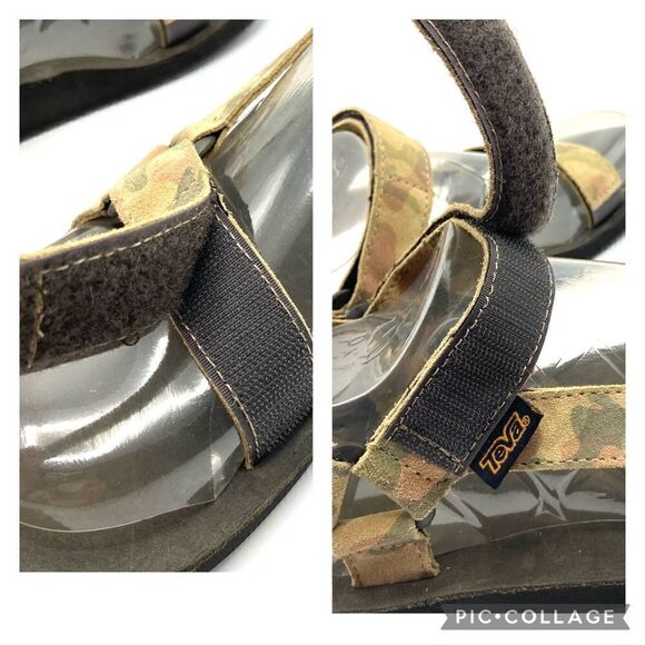 Teva Men’s Rare Original Universal Camo Leather Sandals New - Picture 10 of 12
